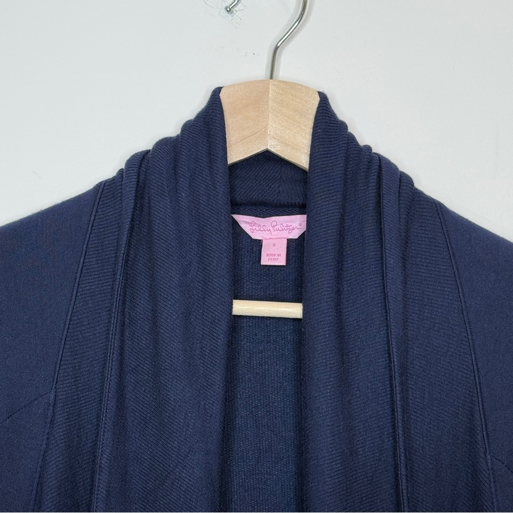 Lilly Pulitzer Elyssa Waterfall Wrap True Navy Luxletic‎ Sweater Cardigan Small - Picture 4 of 8